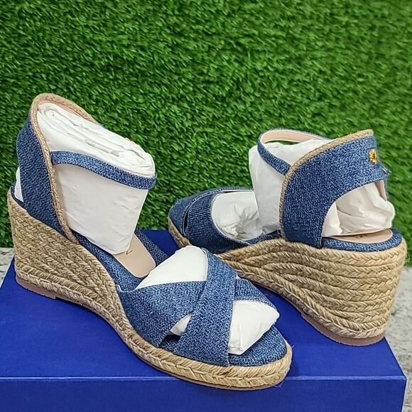 Stuart Weitzman Mirela Denim Espadrille Wedge Sandal - Picture 8 of 14
